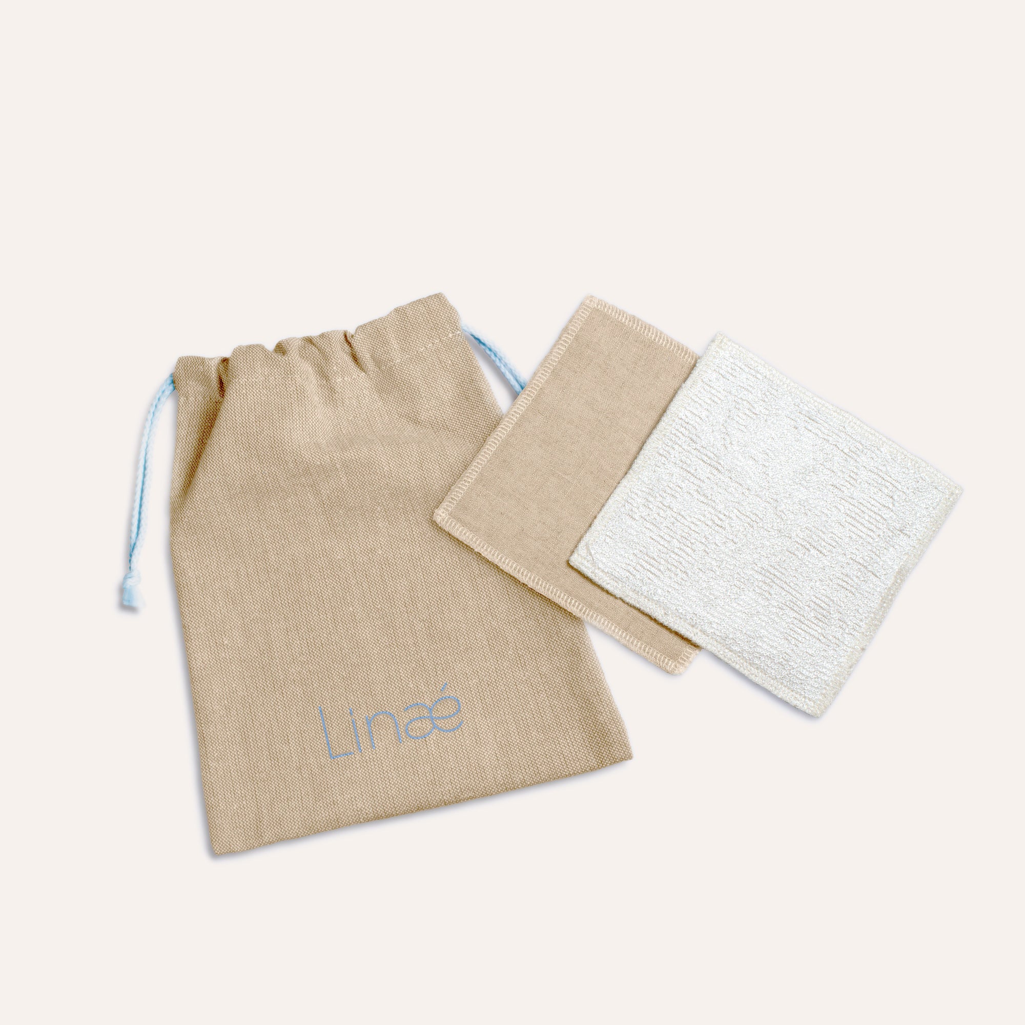 Carrés démaquillants lavables biface - Lin BIO & bambou